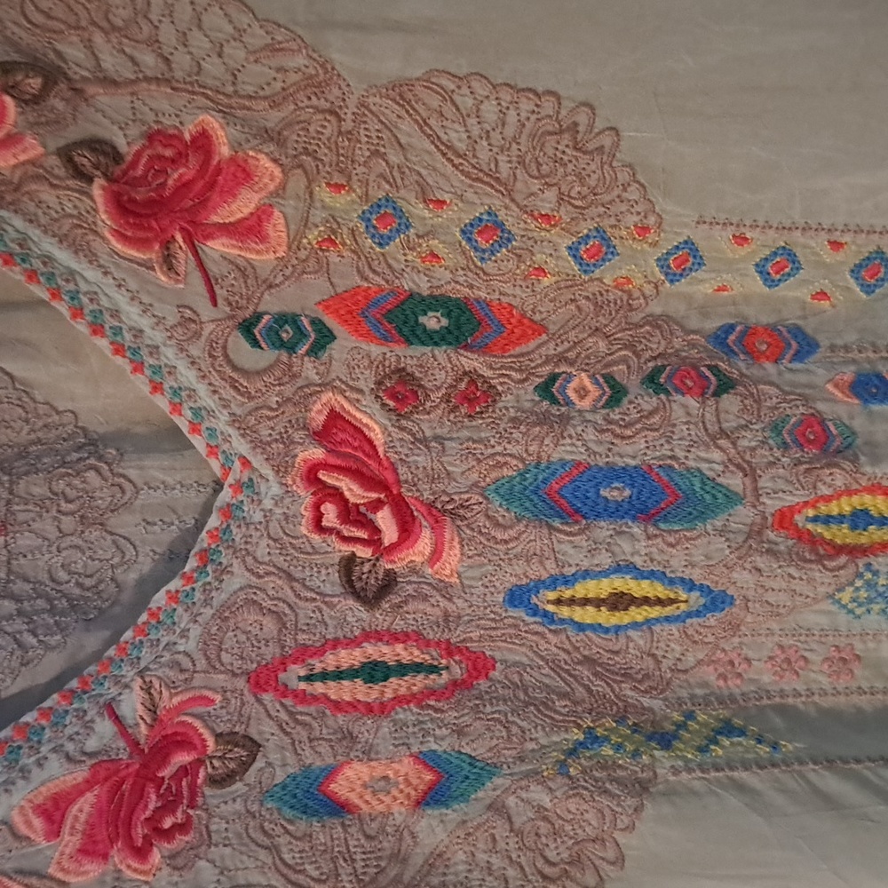 JOHNNY WAS Caribbean Blue Embroidered Tunic Size Xs - Picture 3 of 8